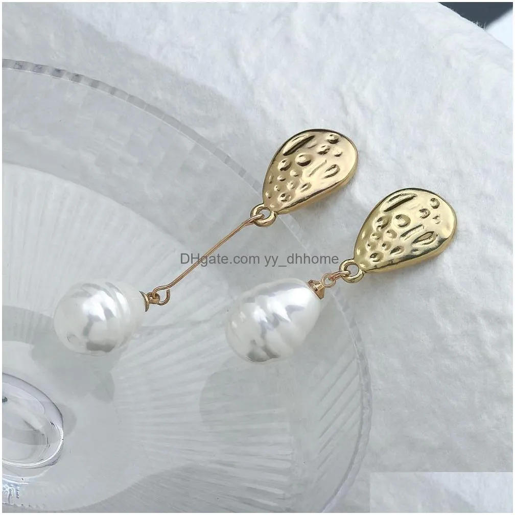 asymmetric irregular pearl long drop earrings 2020 elegant hanging earrings for women chic wedding bridal jewelry