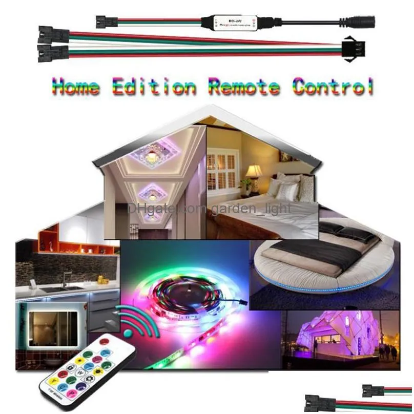 ws2811 12v rgb pixel strip light kit 30/60leds addressable rgb led strip light ip20 ip65 ip67 with 12v5a driver controller remote