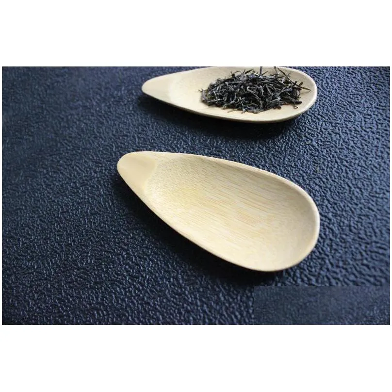 creative natural wooden tea spoon mini bamboo non bleaching flat scoop high quality kitchen spoons dinnerware accessory 1 3tr yy