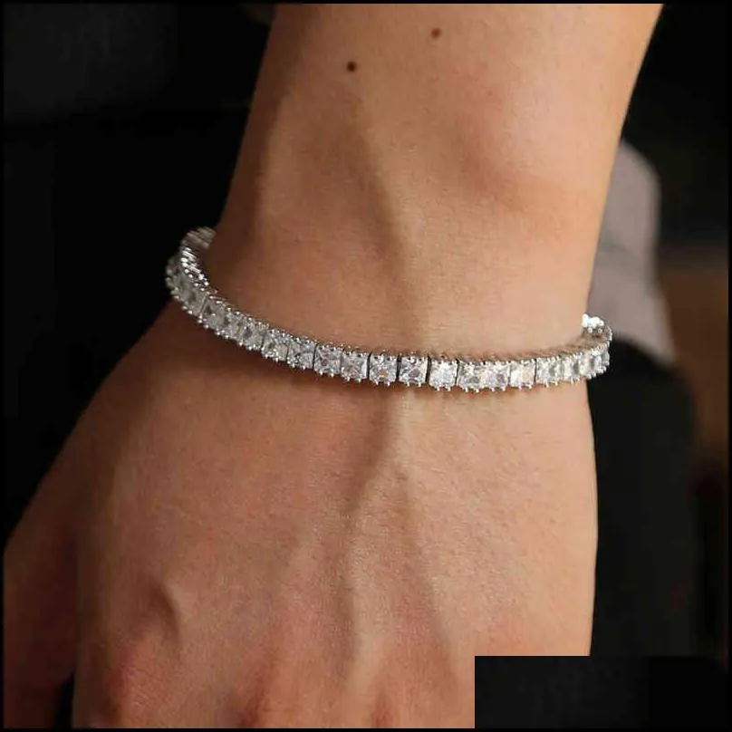 luxury fashion sqaure cz paved tennis bracelet bangle for men hip hop jewelry iced out s chain