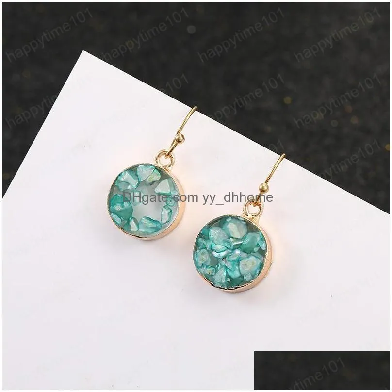 fashion round drop dangle blue resin earrings for women luxury shell charm earings boho jewelry aretes de mujer wholesale
