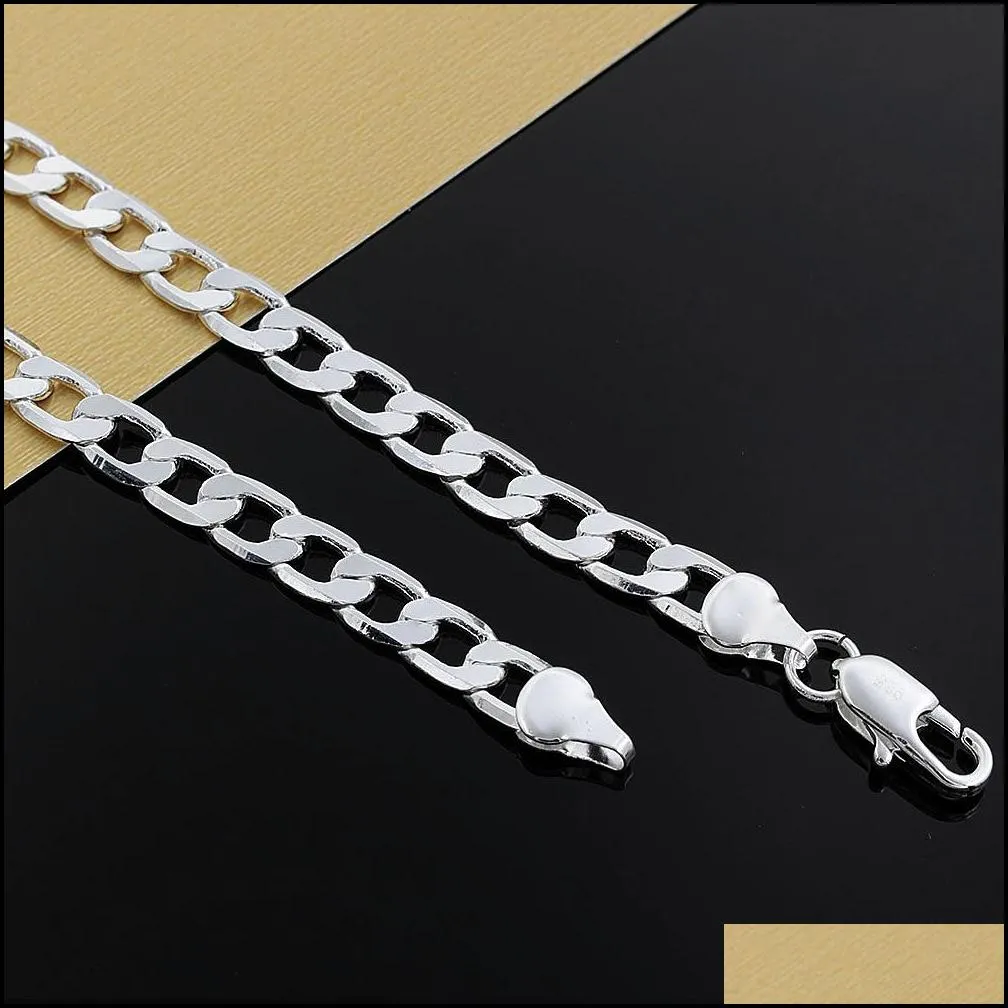 925 sterling silver necklace xmas 925 silver 6mm 16inch 1824inch curb chain necklace for women men fashion jewelry