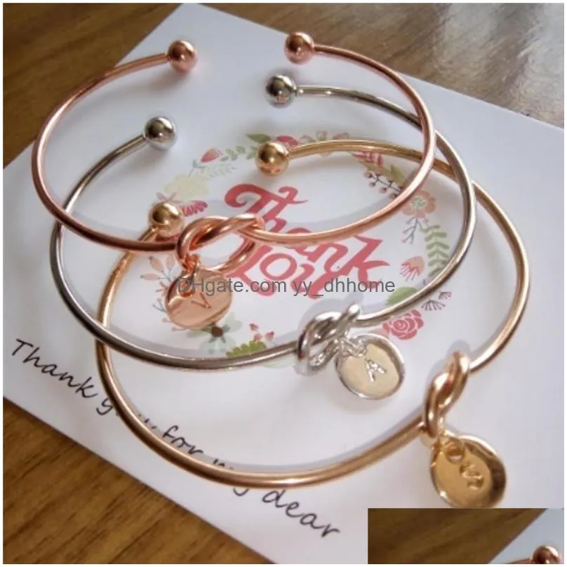 26 letter alloy knot heart name bangle girl round pendant chain link designer bracelets for women girlfriend gifts 