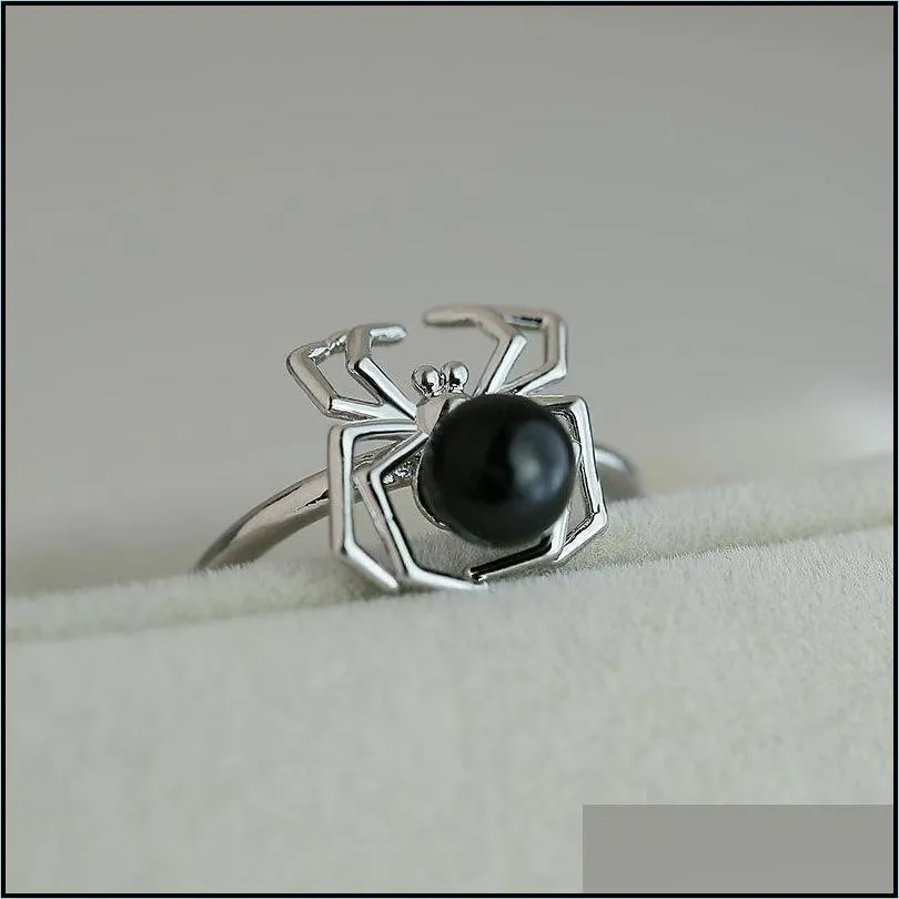 spider silver rings 925 sterling silver natural black sapphire ring personalized women wedding party jewelry