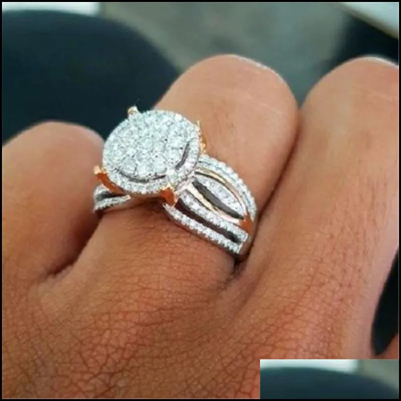 wedding rings unique style female small zircon stone ring luxury big silver gold engagement cute fashion finger for women