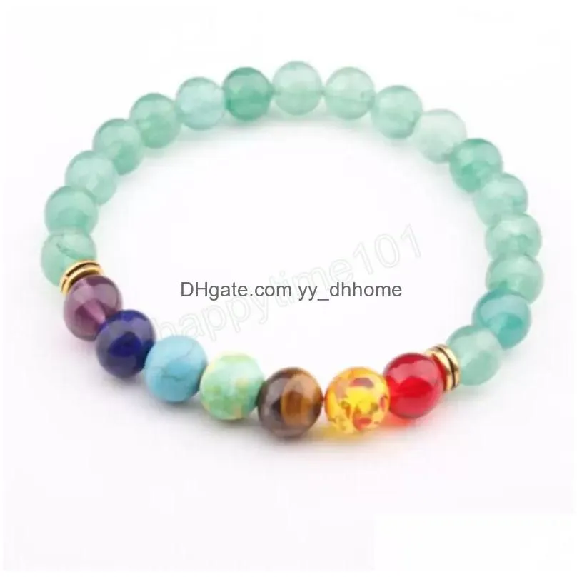 8mm natural green crystal stone strands bracelets handmade beaded for women men charm yoga sports jewelry