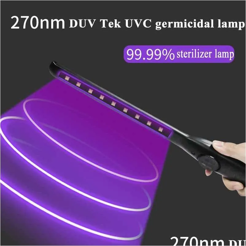  handheld uvc disinfection stick rechargeable led sterilizer wand uv germicidal lamp germs bacteria killer disinfection light 270nm