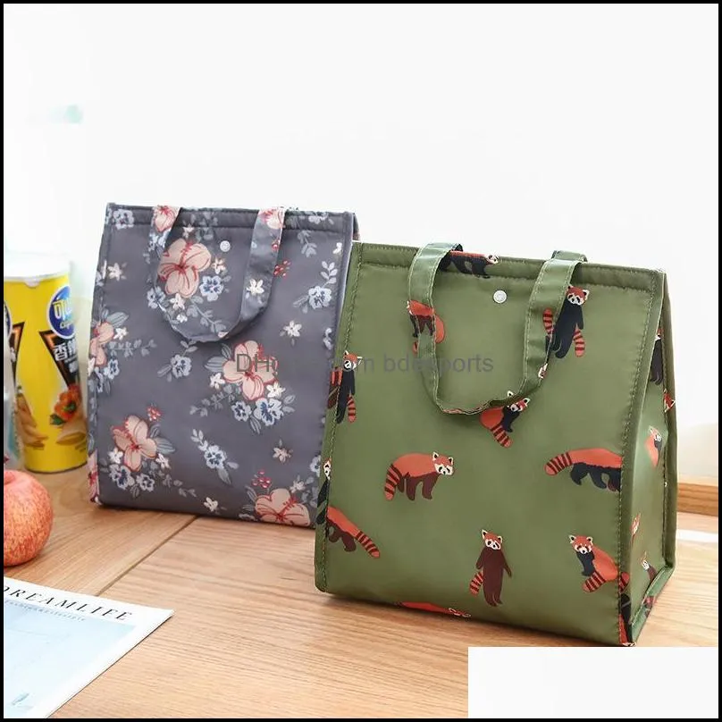 waterproof oxford lunch box bag thermal insulation collapsible wrap aluminum foil storage package button high capacity