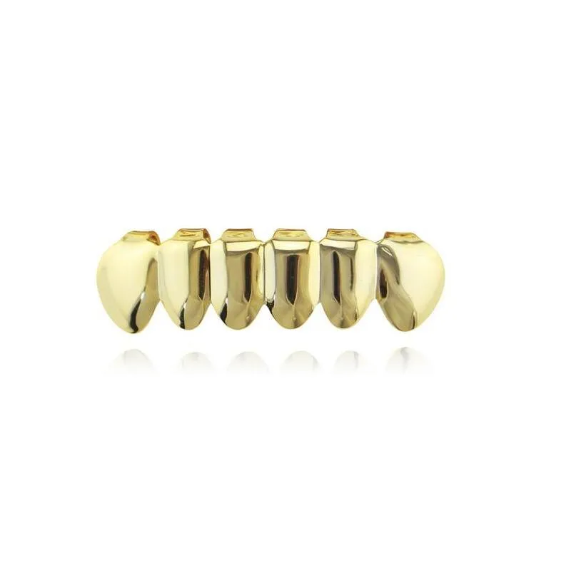 mens gold silver teeth grillz 6 top bottom faux dental tooth grills for women hip hop rapper body party jewelry gift