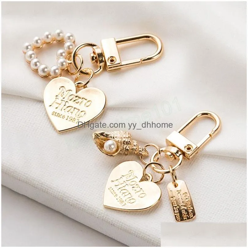 lovely women girls heart shell pendant key chains girl key holder ring car letter label keychains accessions gift