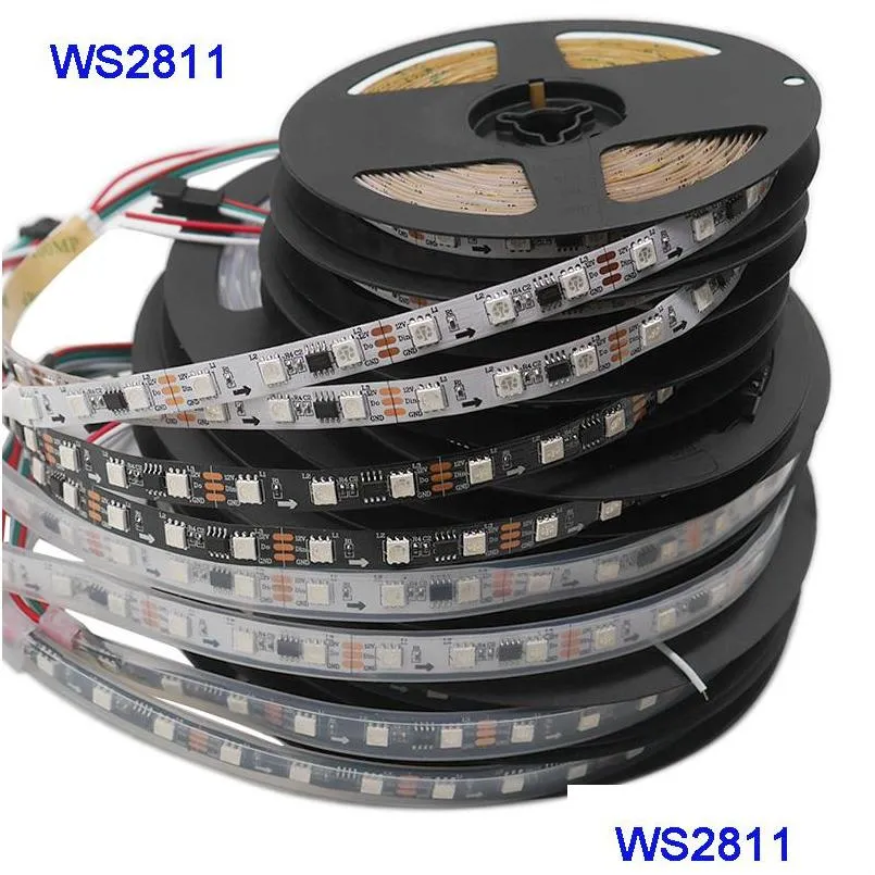 2811 strip light 5m 30/60leds/m 2811 pixel programmable individual addressable led strip light ws2811 5050 rgb 12v black led tape