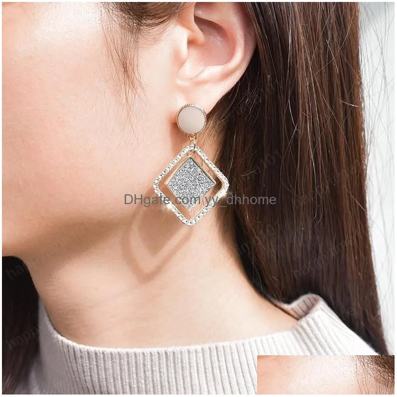 fashion crystal retro drop earrings for women korean geometric round heart gold hanging dangle earring female jewelry