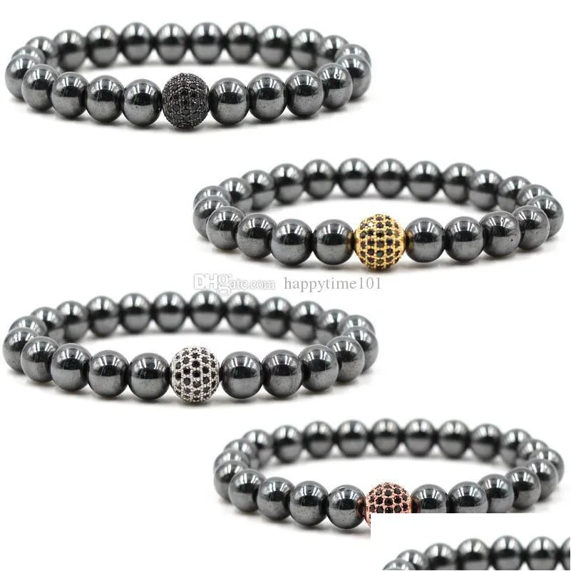  est 8mm hematite beaded bracelet yoga buddha beads chakra bracelets charms nature stone bracelet bangle for women mens jewelry