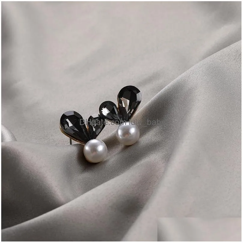 fashion jewelry women crystal heart earrings cute peach heart pearl stud earrings