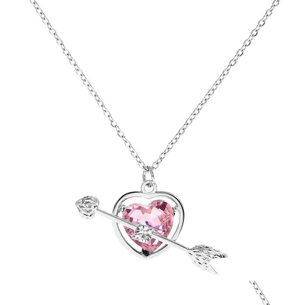 fashion jewelry arrow heart pink love pendant necklace women choker necklaces