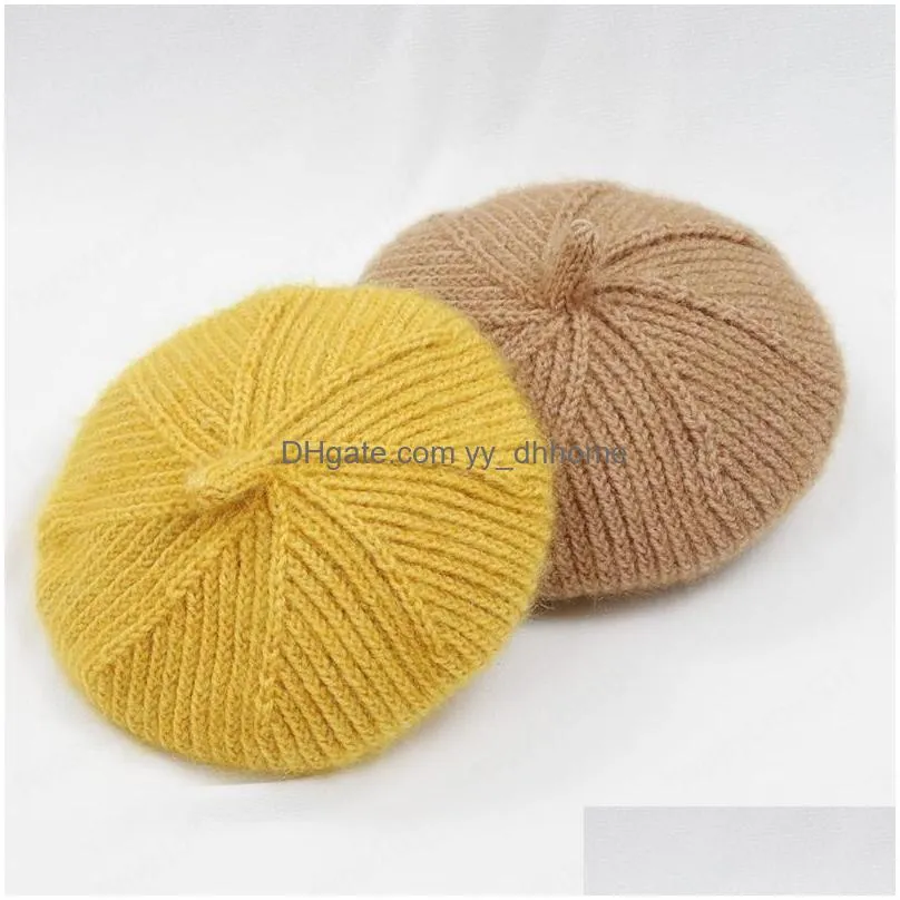 womens knitting winter berets luxury elegant cotton beret hollow out decorative hand hooked autumn ladies hat