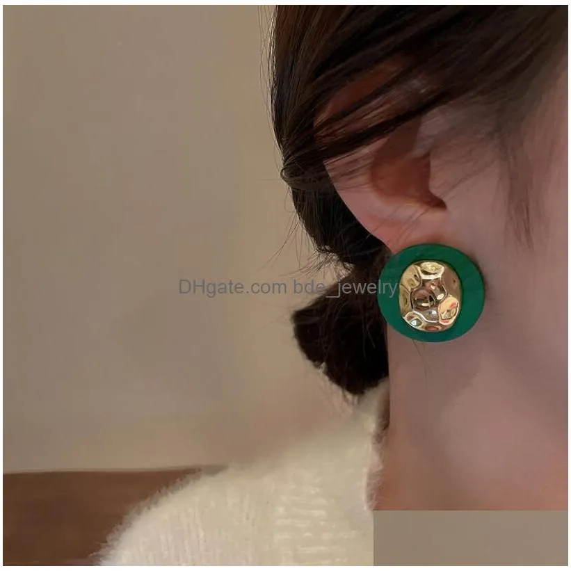 fashion jewelry s925 silver post stud earrings irregular geometric round earrings