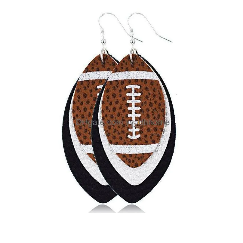 multilayer football earrings for women lightweight faux leather dangle earrings novelty ear ornament for daily wear party