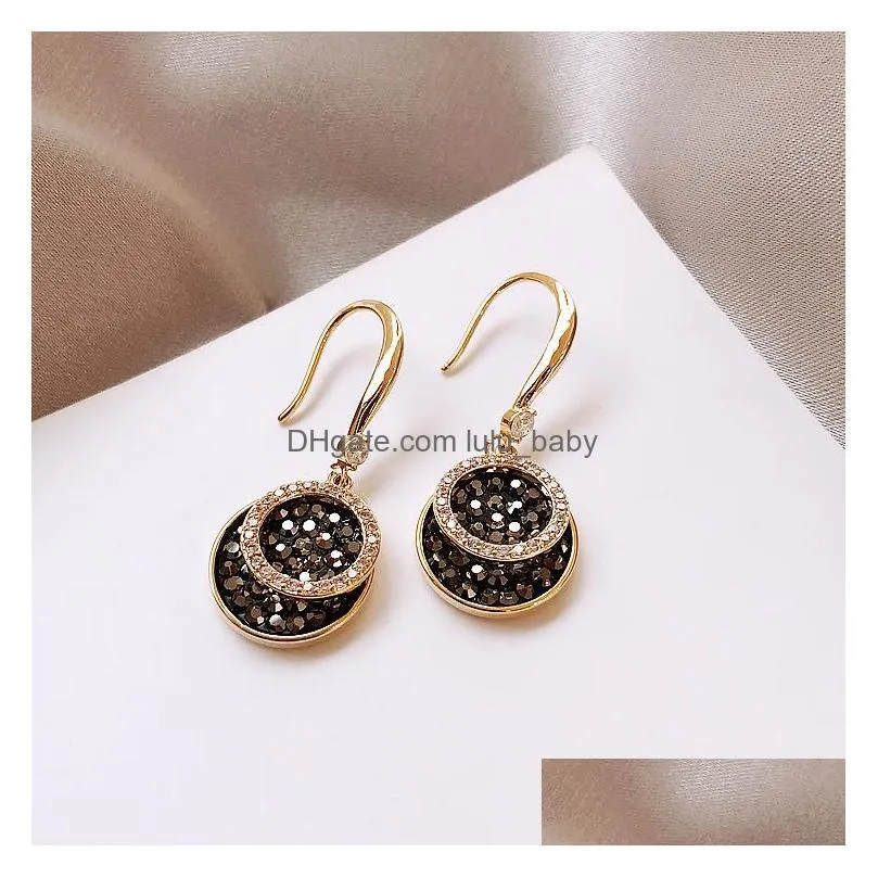 fashion jewelry geometry circle black diamond earring women elegant earrings