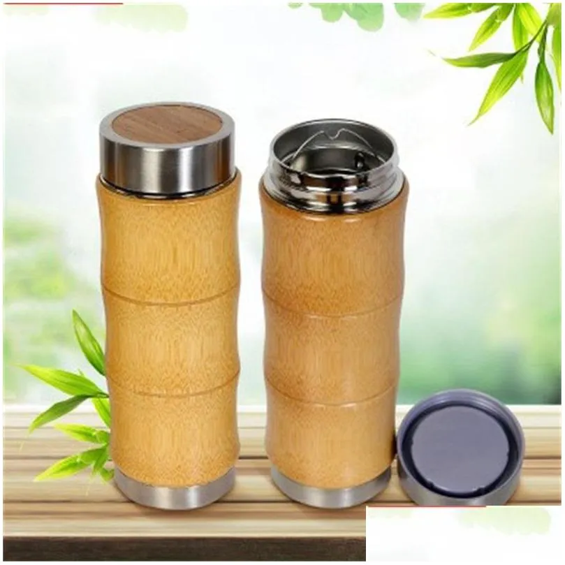 stainless steel filter vacuum cup outdoor camping bamboo coffee cups adult and children use bottles festival supply 28 9jfh1