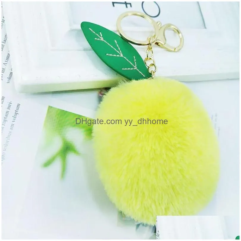 rabbit fur mango pendant keychain cute charm keyring kids women bag purse accessories jewelry gifts