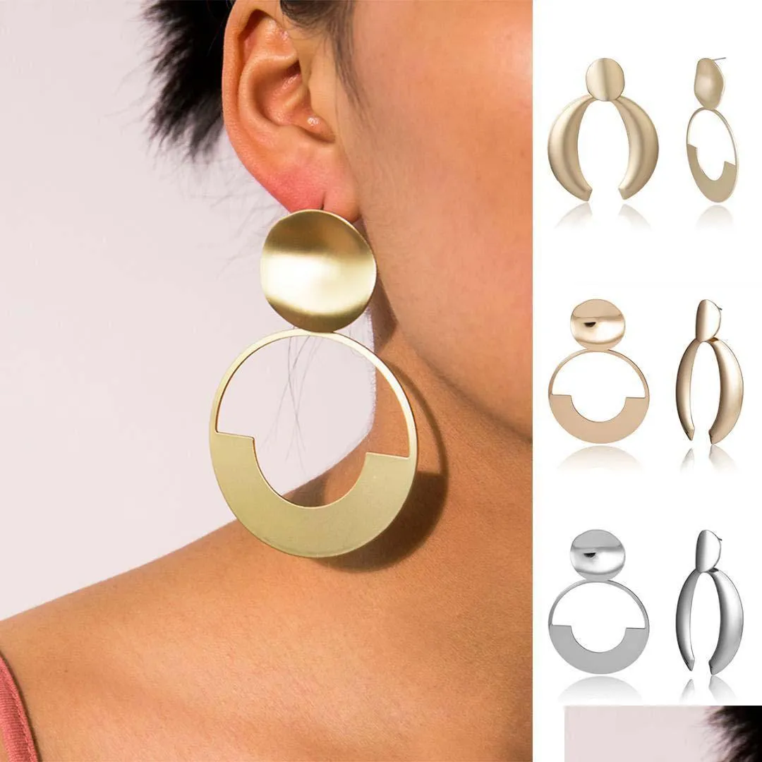 punk asymmetrical earrings fashion big unique drop earrings for women gold/silver statement female jewelry