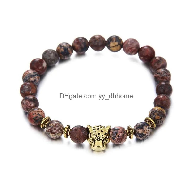 lava stone bracelets fashion owl cheetah  charm jewelry 8mm yoga energy bracelet bangles gold sliver unisex lava bracelet