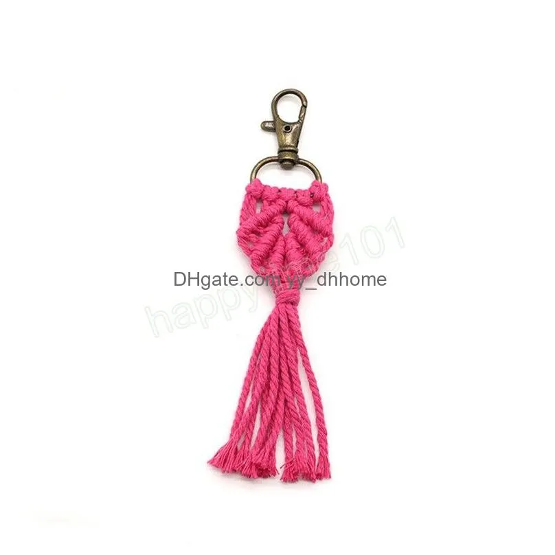 fashion handmade cotton rope tassel key chains for women key holder keyring boho macrame bag charm car hanging pendant jewelry