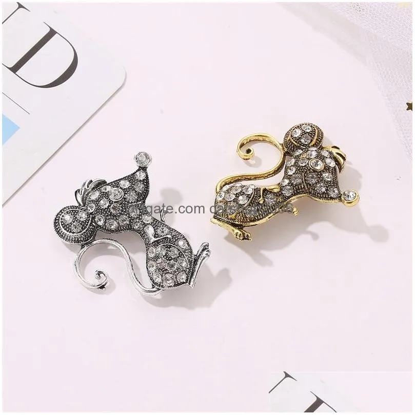 fashion jewelry vintage mouse brooch rhinstone mouse zodiac brooch corsage brooches