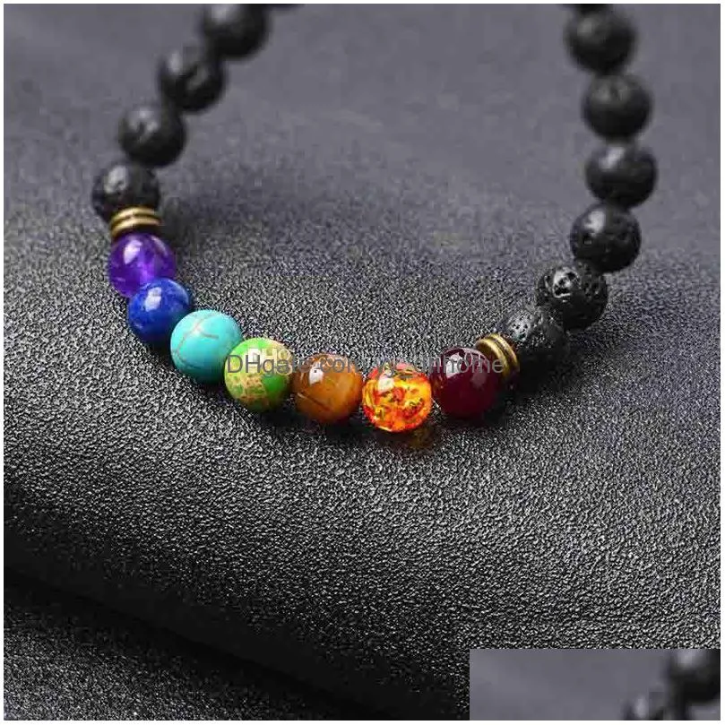  lava rock beaded bracelets fashion natural stone charm jewelry 7 color stone cuffs bangles turquoise bracelet