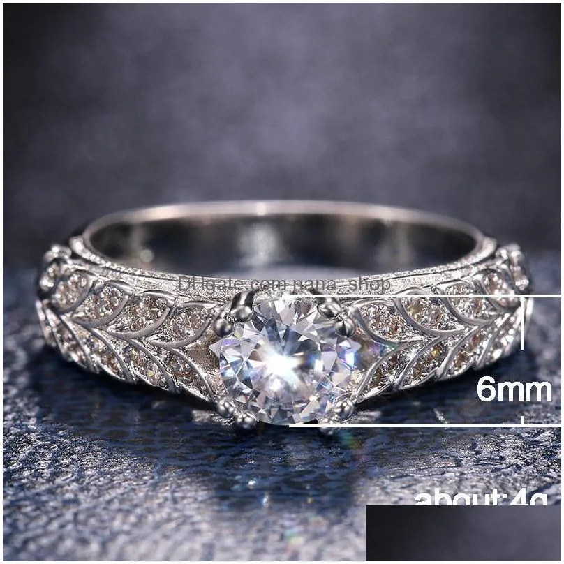 fashion jewelry double row zircon ring willow ring