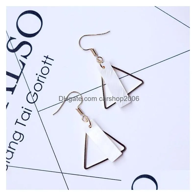 europe fashion jewelry womens earrings triangle white shell dangle earrings