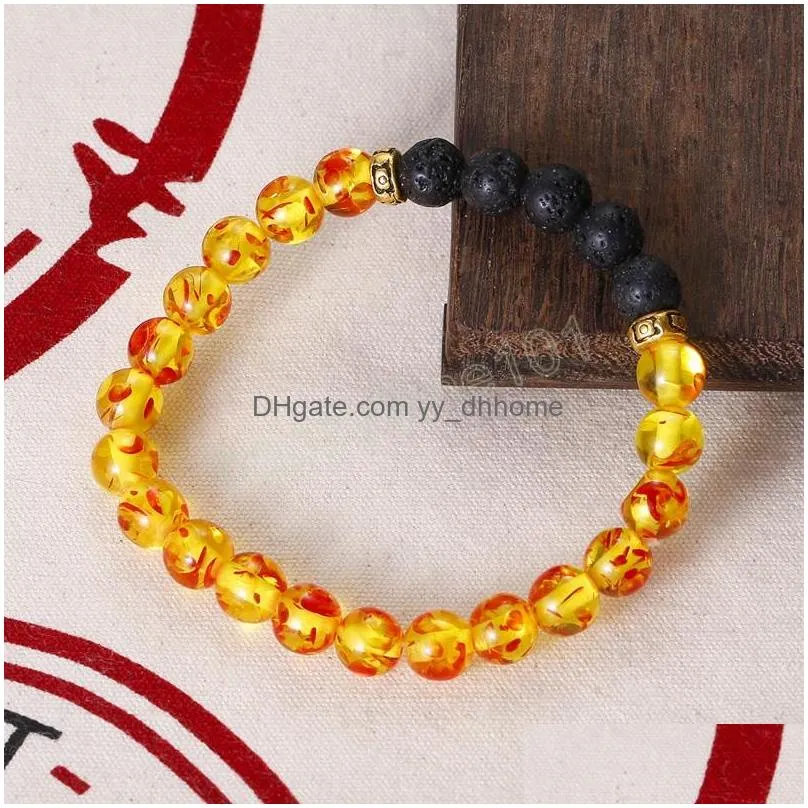 charm stone bracelet 8mm volcanic lava beads elastic bracelets fashion jewerly for men women gift pulsera hombre