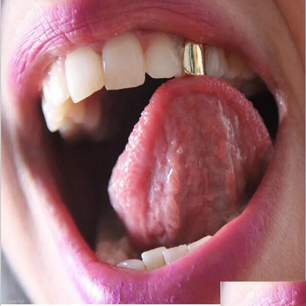 high quality hip hop gold silver plated single copper tooth cap rap singer fashion men women jewelry teeth braces grillz party