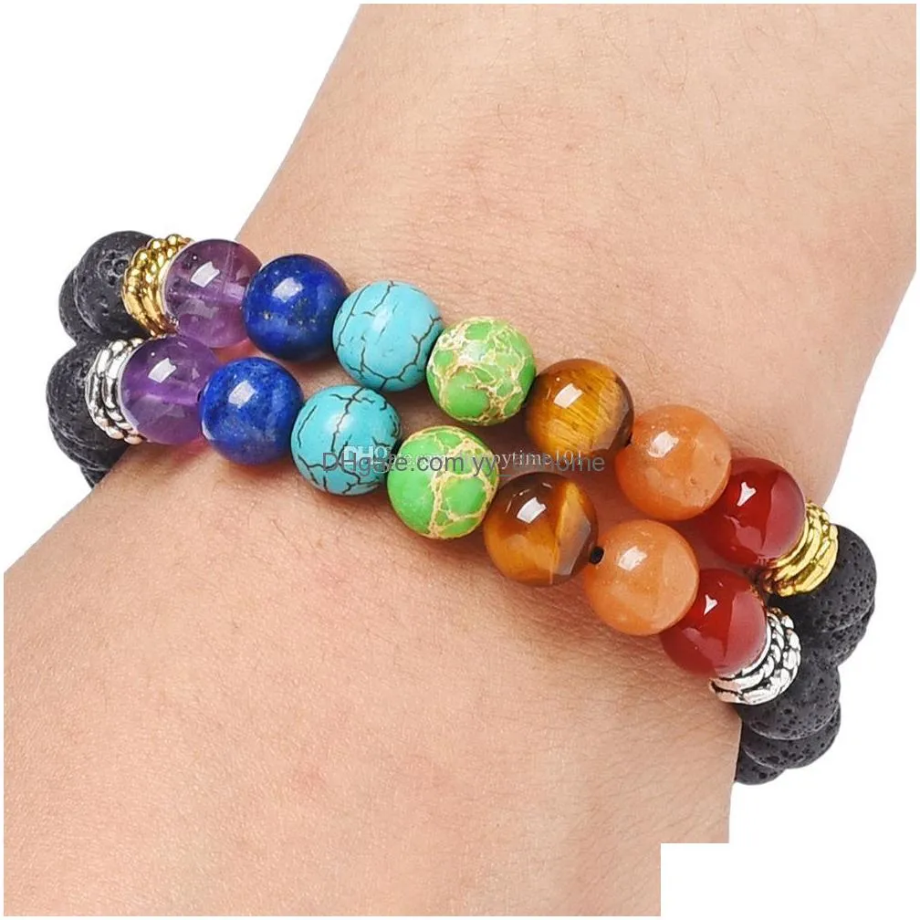  lava rock beaded bracelets fashion square tree of life natural stone charm jewelry 7 color stone cuffs bangles turquoise bracelet