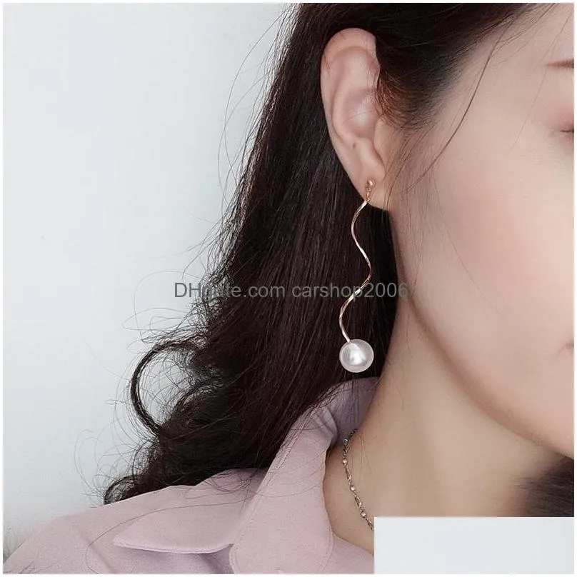 fashion jewelry womens earrings pearl eardrop long stud earrings