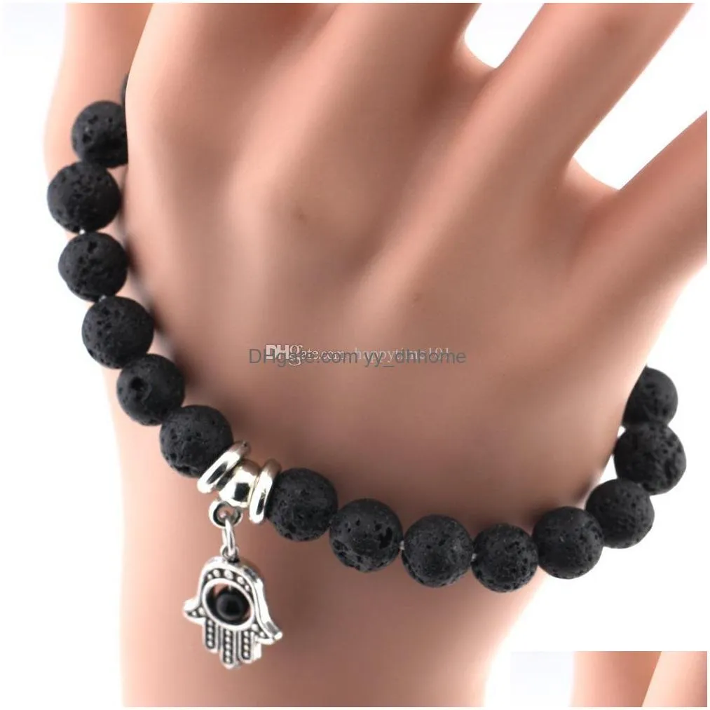 12 styles est fashion natural lava stone prayer beads charms bracelets antifatigue volcanic rock mens womens diffuser jewelry