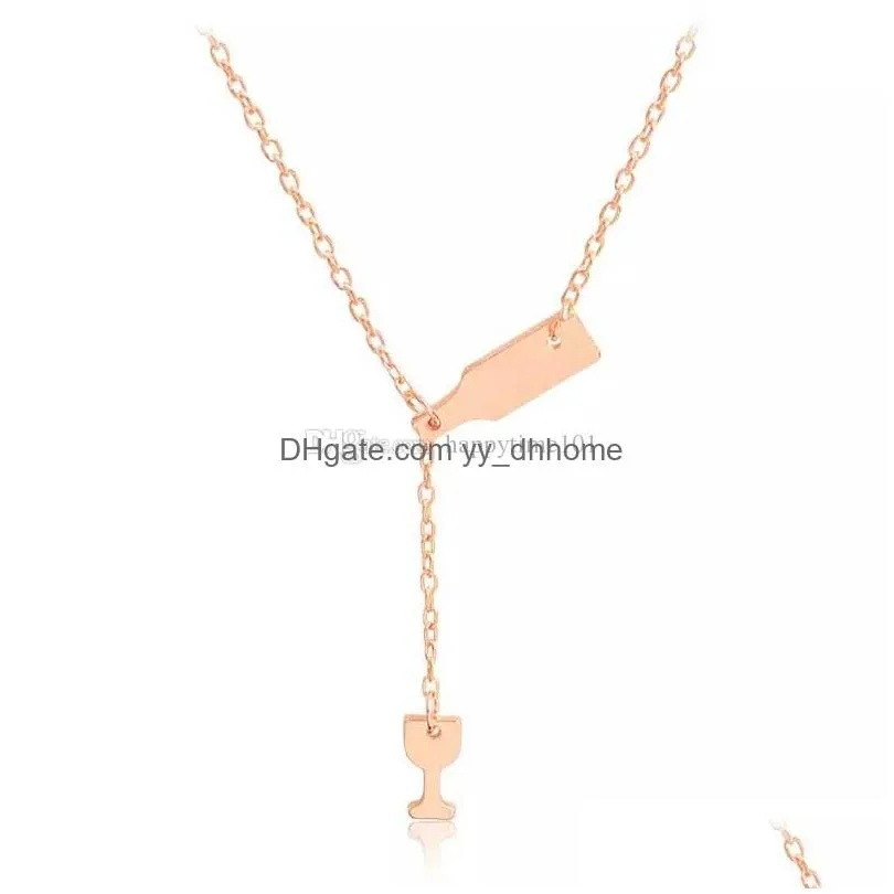 fashion wine bottle cup necklace choker pendants silver rose gold chain fashion jewelry for women kids gift