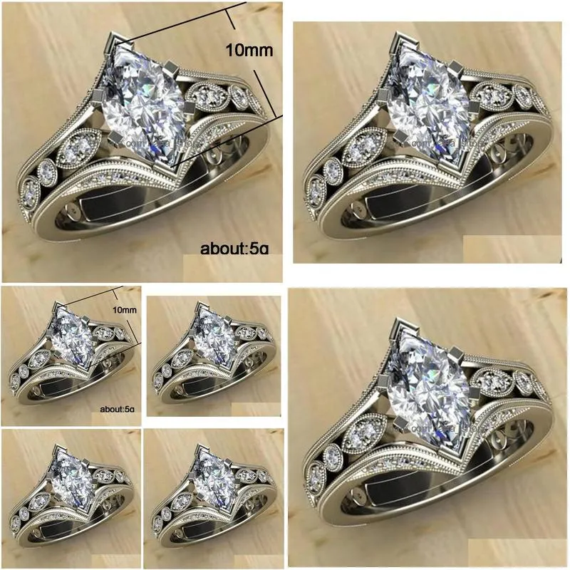 fashion jewelry hollow out ring horse eye zircon ring