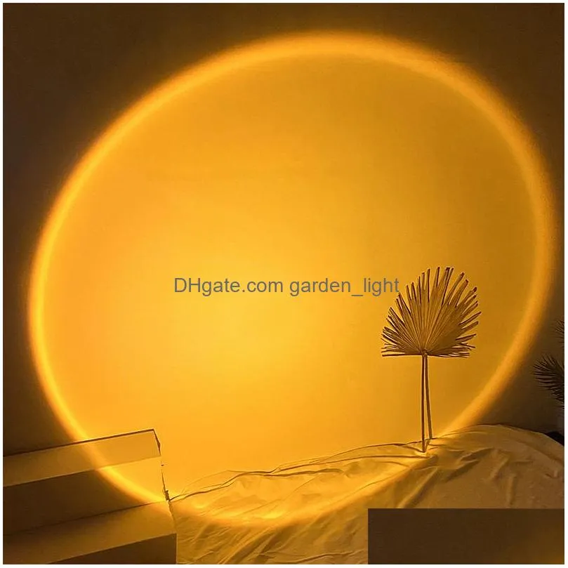 sunset projector lamp rainbow atmosphere led night light for home bedroom coffe shop background wall decoration usb table lamp