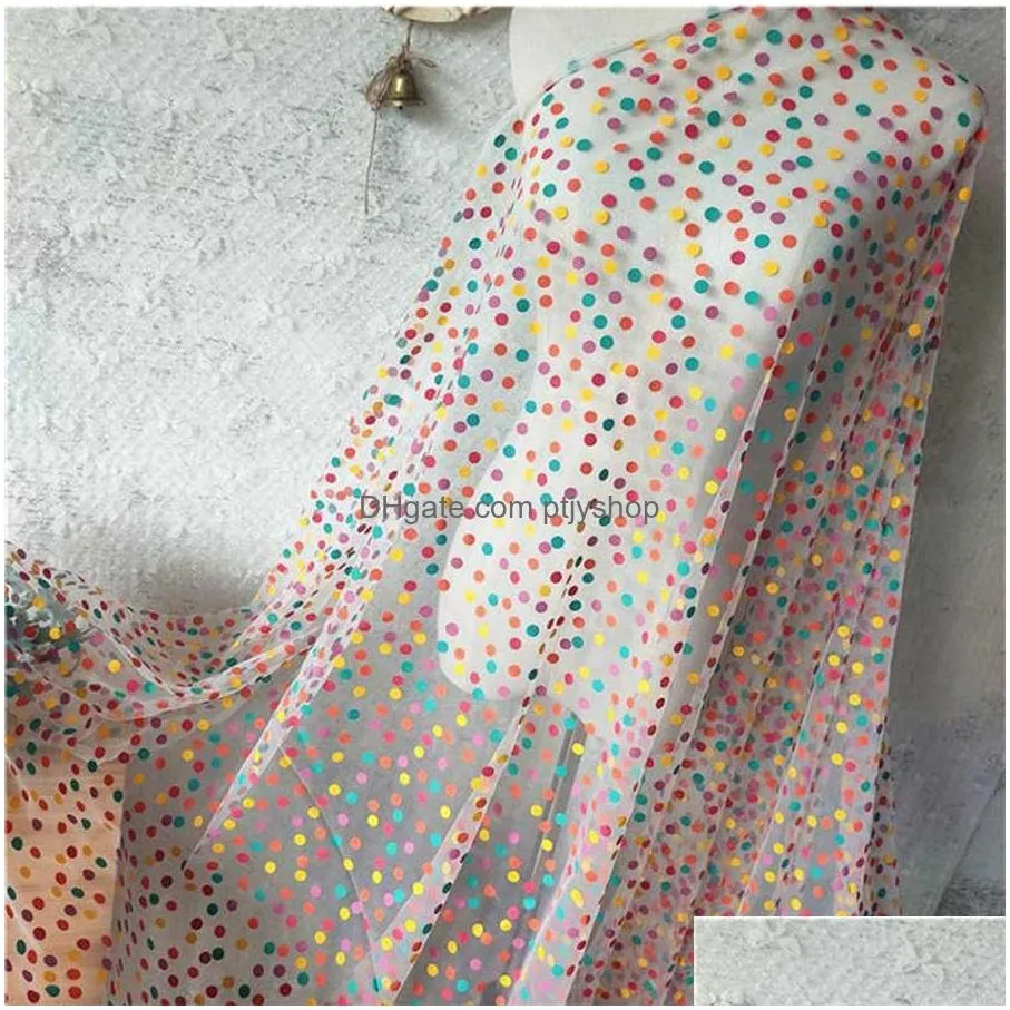 white black soft rainbow polka dots tulle fabric swiss net fabric and printed dots for girl dress skirt by the yard 210702256p