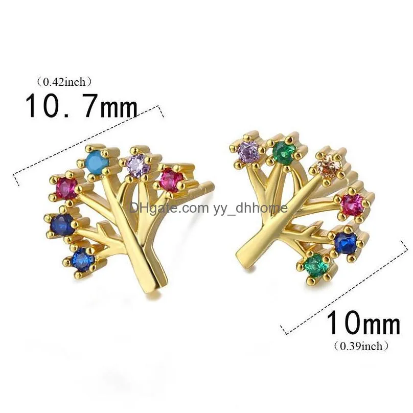 trendy rainbow cubic zirconia 925 silver ear pin love lips arrow tree eye stud earrings fashion copper plated earring ear pin jewelry