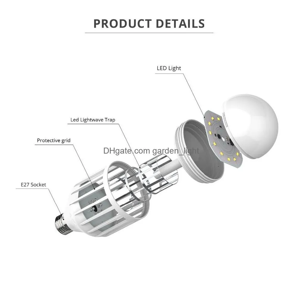 electric trap light indoor 15w 110v 220v e27 led mosquito killer lamp bulb electronic anti insect bug wasp pest fly outdoor greenhouse