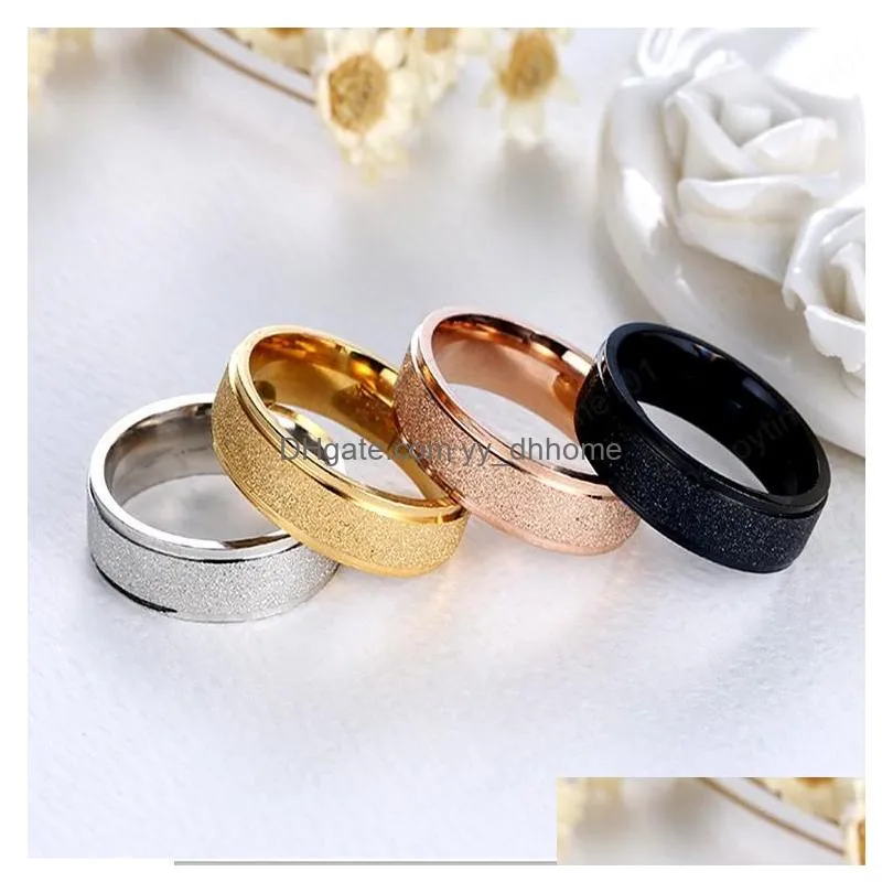 frosted ring band finger stainless steel dull polish rings silver gold women men fashion jewelry