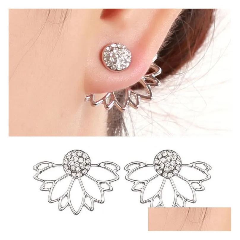 europe fashion jewelry rhinstone hollow out flower stud earrings lady earrings