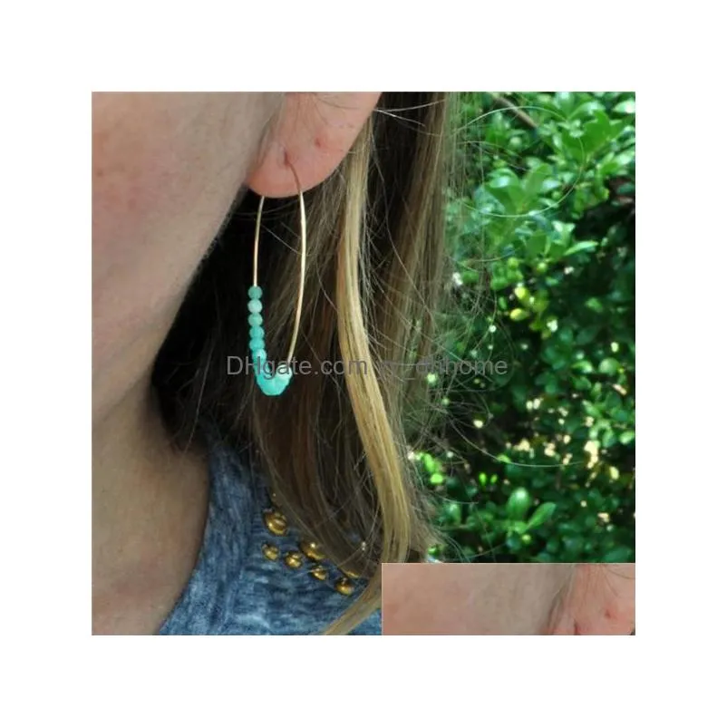 2020 trendy handmade glass beaded drop dangle earrings round gold alloy hoop earrings fashion jewelry gift for women