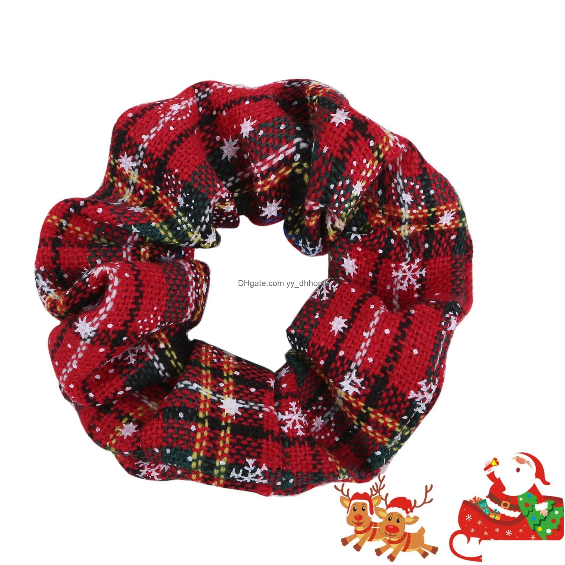 high grade christmas plaid hair scrunchies ponytail holder elastic hairbands christma hair rope girls woman kids hair accessories