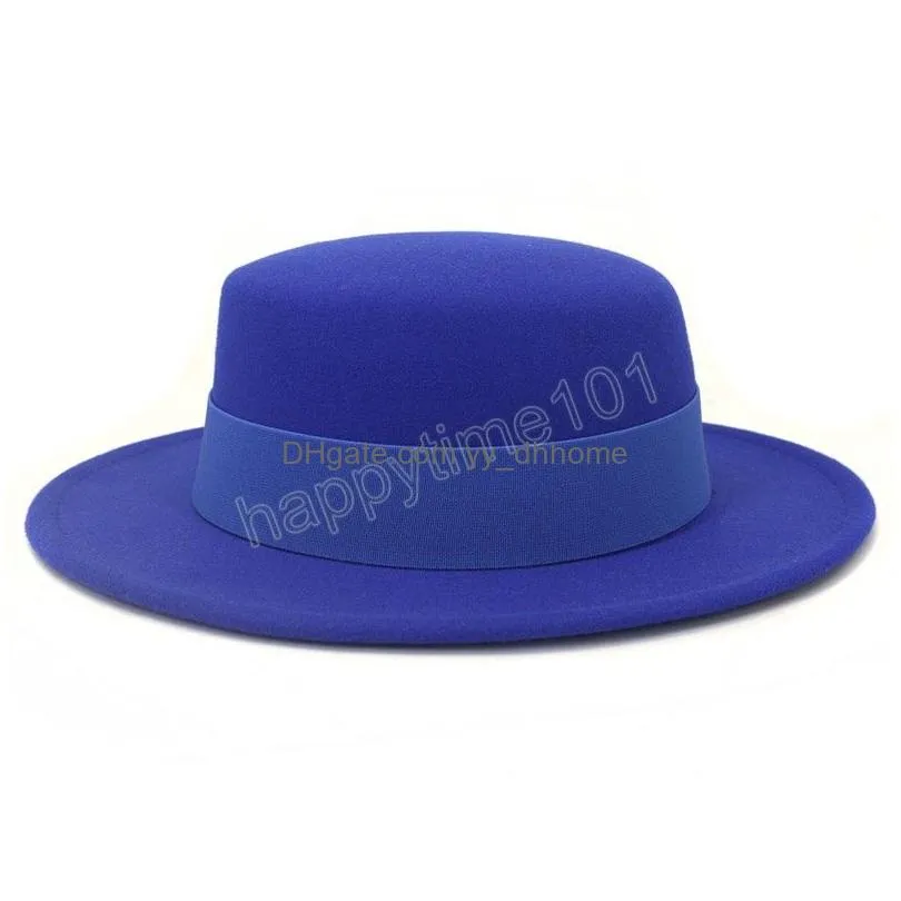 fedora hat for women autumn and winter flat top felt jazz hat gentleman elegant lady wide brim church hats