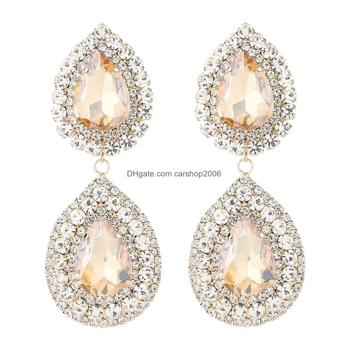 fashion jewelry exaggerated dangle multilayer drop shaped alloy diamond rhinstone earrings