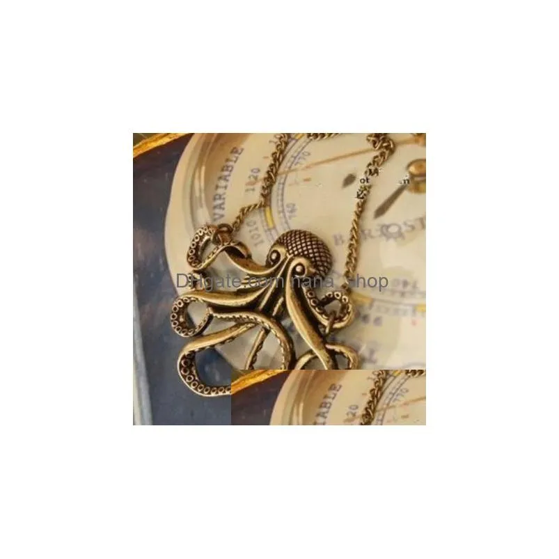 womens fashion jewelry vintage copper octopus pendant necklace